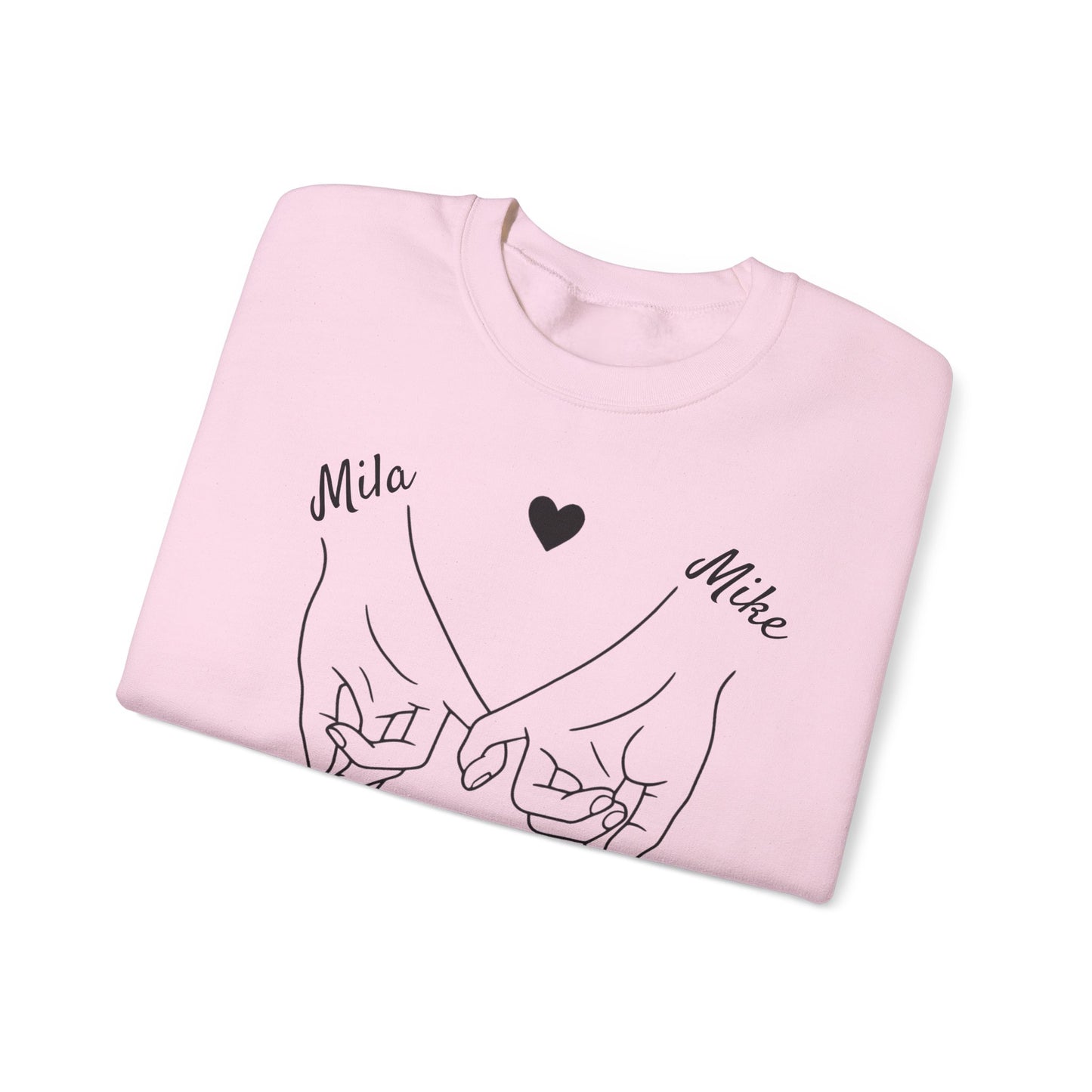 Pinky Promise Sweatshirt, Personalized Name Crewneck, Matching Couple Gift, Heart Line Art Sweater, Custom Relationship Sweatshirt