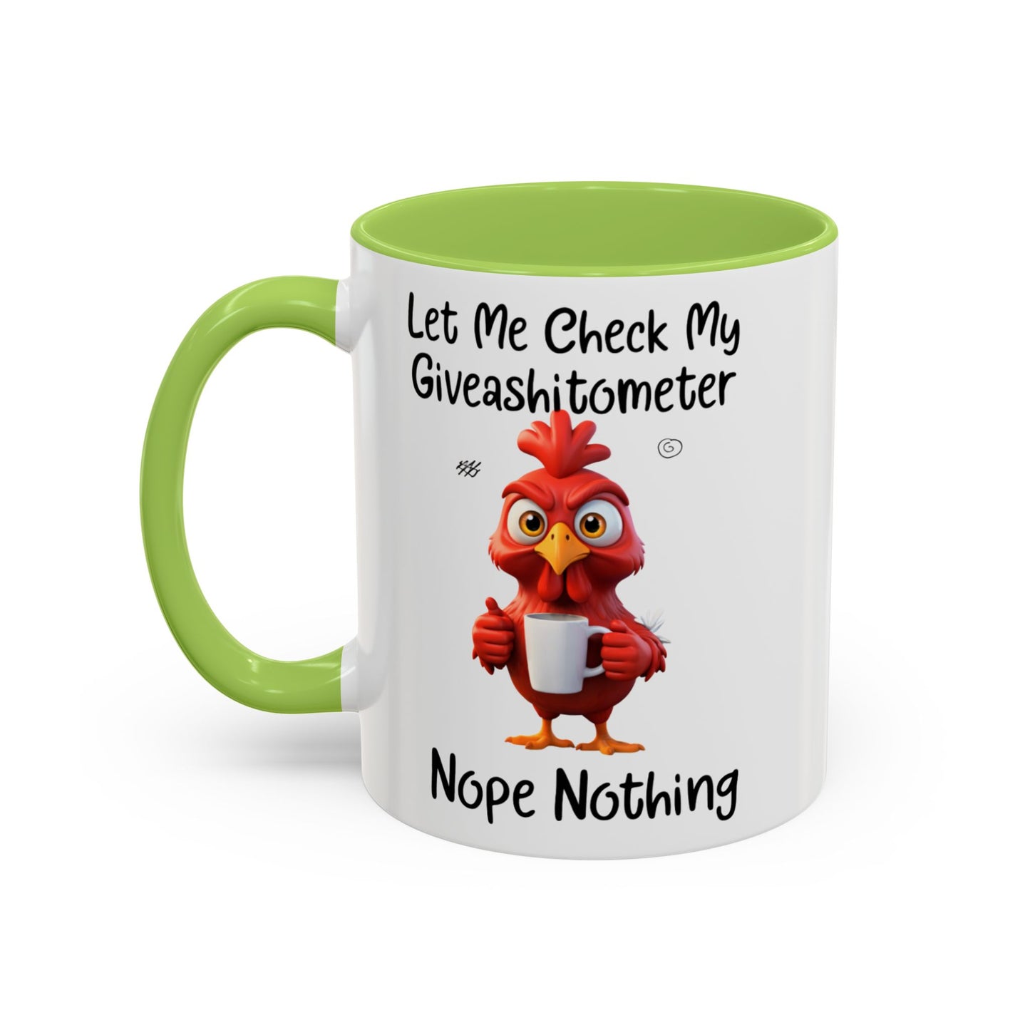 Funny Giveashitometer Mug | Sarcastic Coffee Mug with Rooster | Sassy Office Mug | Gift for Coworkers Friends