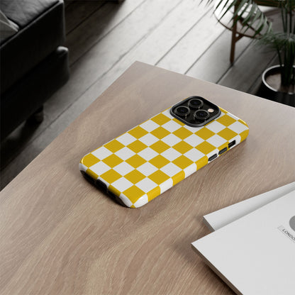 Yellow Checkered Phone Case - iPhone 17 Pro, 17, 16, 15, 14, 13, 12, 11, X, XR, XS MAX, Gift for Friends