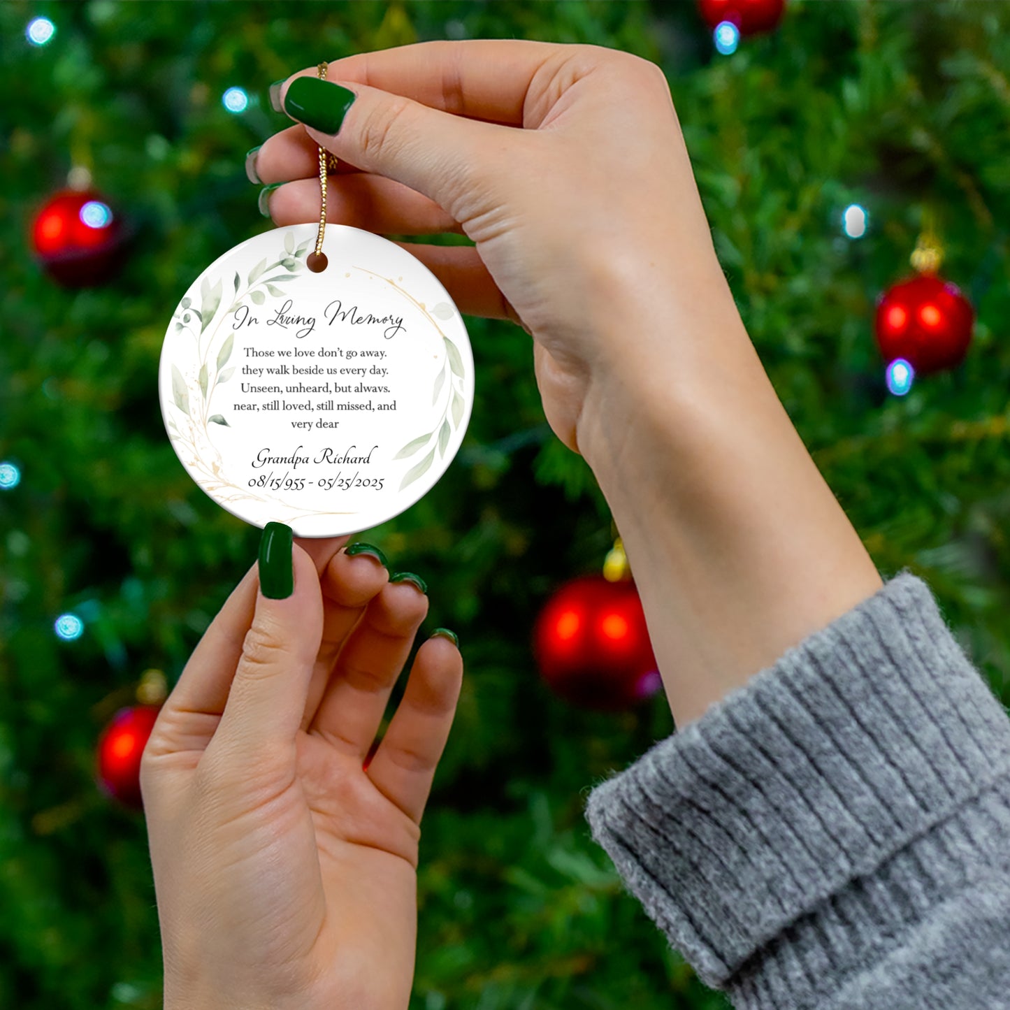 Personalized Memorial Christmas Ornament Tribute Decoration for Remembrance, Loss of Loved One Keepsake, Holiday Decoration, Sympathy Gift,