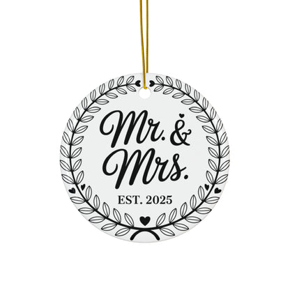 Mr and Mrs Ceramic Ornaments, Wedding & Anniversary Decor, Customizable Gifts, Holiday Keepsakes, Engagement Day