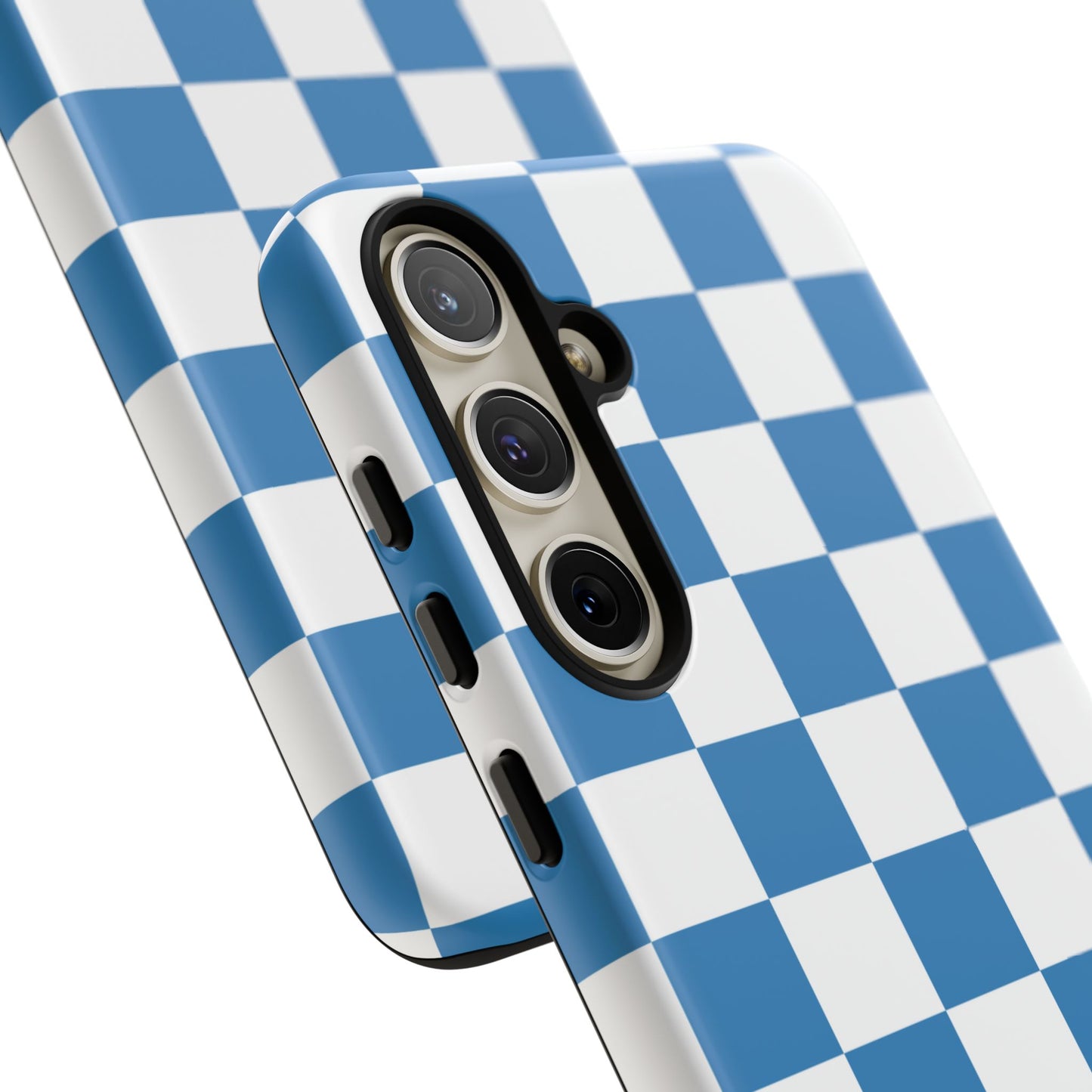 Blue Checkerboard Phone Case, Samsung Galaxy S25, S25 Plus, S24, S24 Plus, S24 Ultra, S23, S22, S22 Plus, S21 Ultra, S21 FE, S20+
