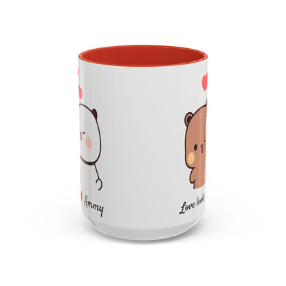 Personalized Dudu Bubu Mug | Cute Bear Coffee Cup | Color Handle Mug | Birthday Christmas Gift | Funny Mug for Her Him Valentine Gift