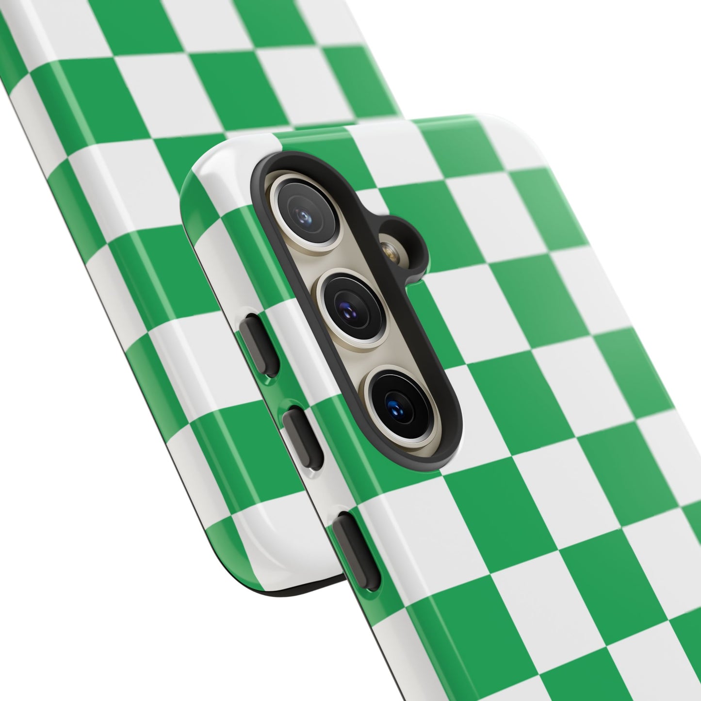 Green Checkered Phone Case, Phone Cases Samsung Galaxy S25, S25 Plus, S24, S24 Plus, S24 Ultra, S23, S22, S22 Plus, S21 Ultra, S21 FE, S20+