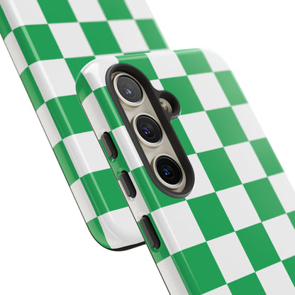 Green Checkered Phone Case, Phone Cases Samsung Galaxy S25, S25 Plus, S24, S24 Plus, S24 Ultra, S23, S22, S22 Plus, S21 Ultra, S21 FE, S20+