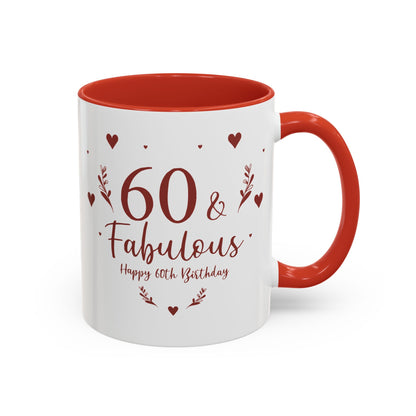 Personalized 60th Birthday Coffee Mug 60 & Fabulous, Birthday Gift, Custom Mug, Fun Coffee Cup, Celebration Drinkware, Personalized Present