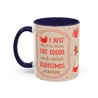 Festive Accent Coffee Mug, Holiday Gift, Hot Chocolate Lover, Christmas Decor, Winter Vibes, Cozy Mugs, Gift for her