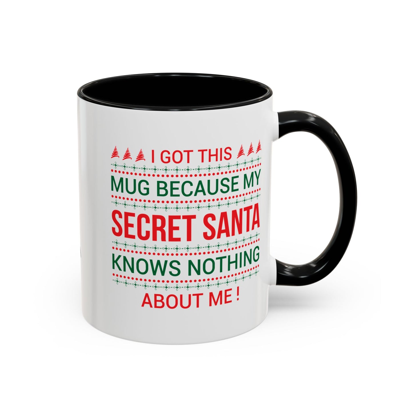Personalized Secret Santa Accent Coffee Mug, Holiday Gift, Funny Christmas Mug, Unique Office Secret Santa Gift, Custom Drinkware