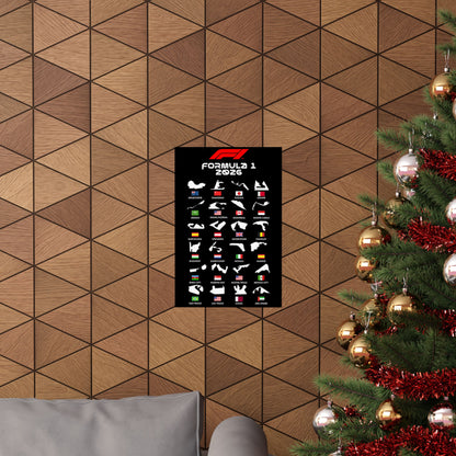 Formula 1 2026 Track Map Poster, F1 Circuits Silhouette Wall Art, Motorsport Racing Print, Racing Fan Gift, Garage Decor