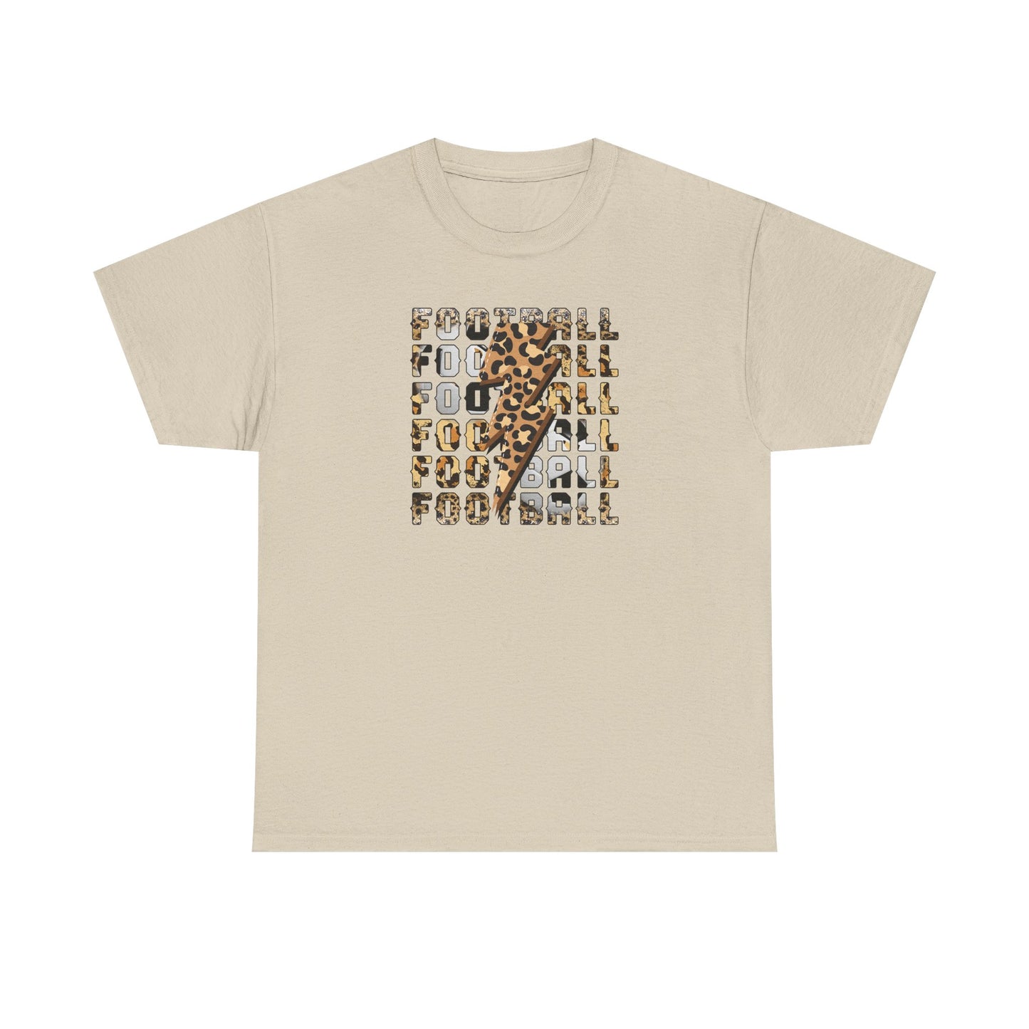 Leopard Print Football Lightning Bolt Tee, Women's Football Graphic Shirt, Game Day Spirit Shirt, Trendy Sports Top, FIFA World Cup 2026