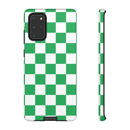 Green Checkered Phone Case, Phone Cases Samsung Galaxy S25, S25 Plus, S24, S24 Plus, S24 Ultra, S23, S22, S22 Plus, S21 Ultra, S21 FE, S20+