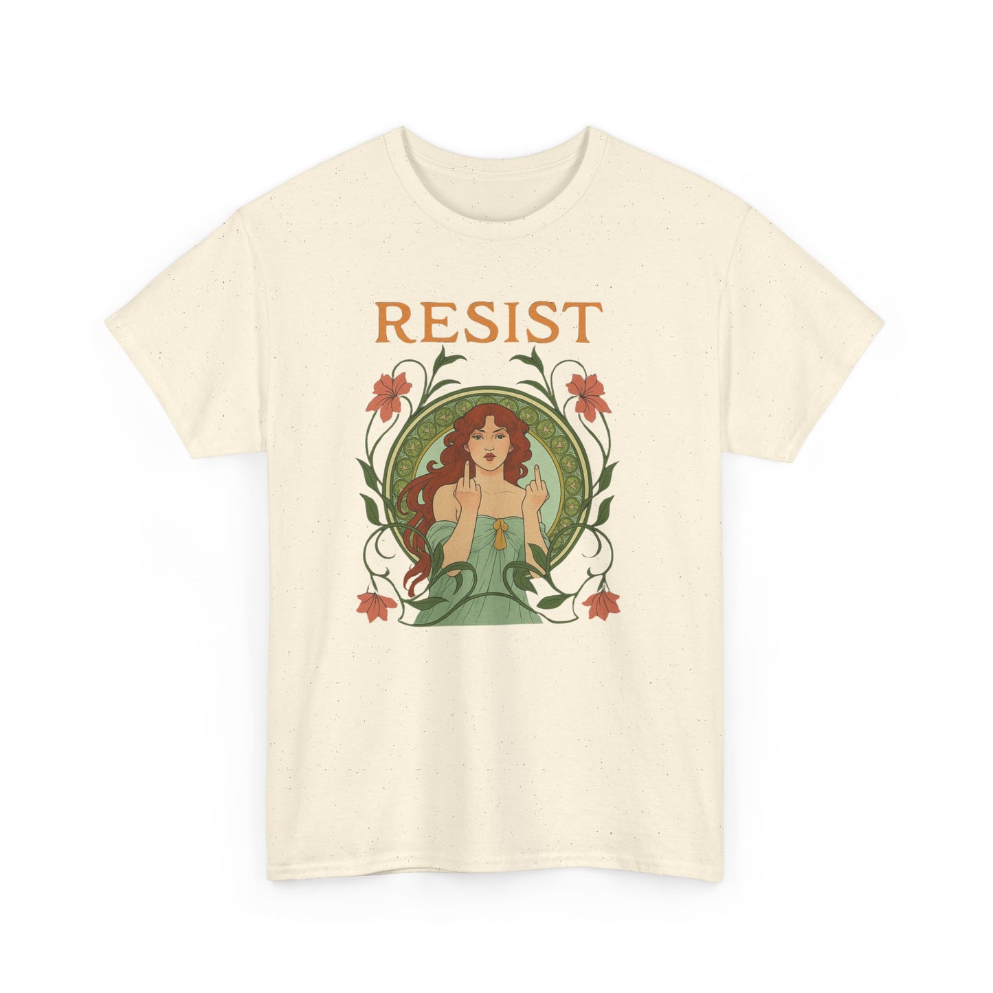 Resist Art Nouveau Woman Tee, Feminist Vintage Shirt, Botanical Activist T-Shirt, Retro Feminism Gift, Empowerment Top, Mucha Anti Trump