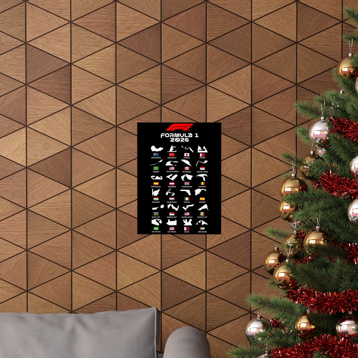 Formula 1 2026 Track Map Poster, F1 Circuits Silhouette Wall Art, Motorsport Racing Print, Racing Fan Gift, Garage Decor