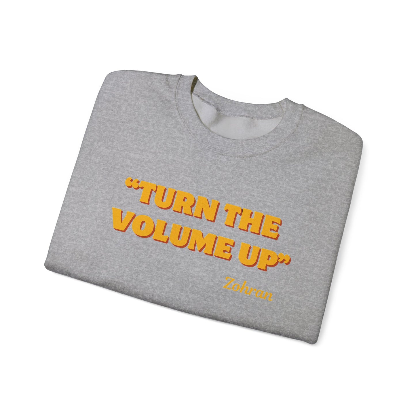 Turn the Volume Up Sweatshirt, Retro Music Quote Crewneck, Minimal Yellow Text Pullover, Cozy Gift for Musicians & Creatives