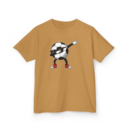 Dabbing Soccer Ball Kids T-Shirt, Cartoon Football Tee for Boys Girls, Sporty Youth Soccer Graphic Shirt, Football Fan shirt
