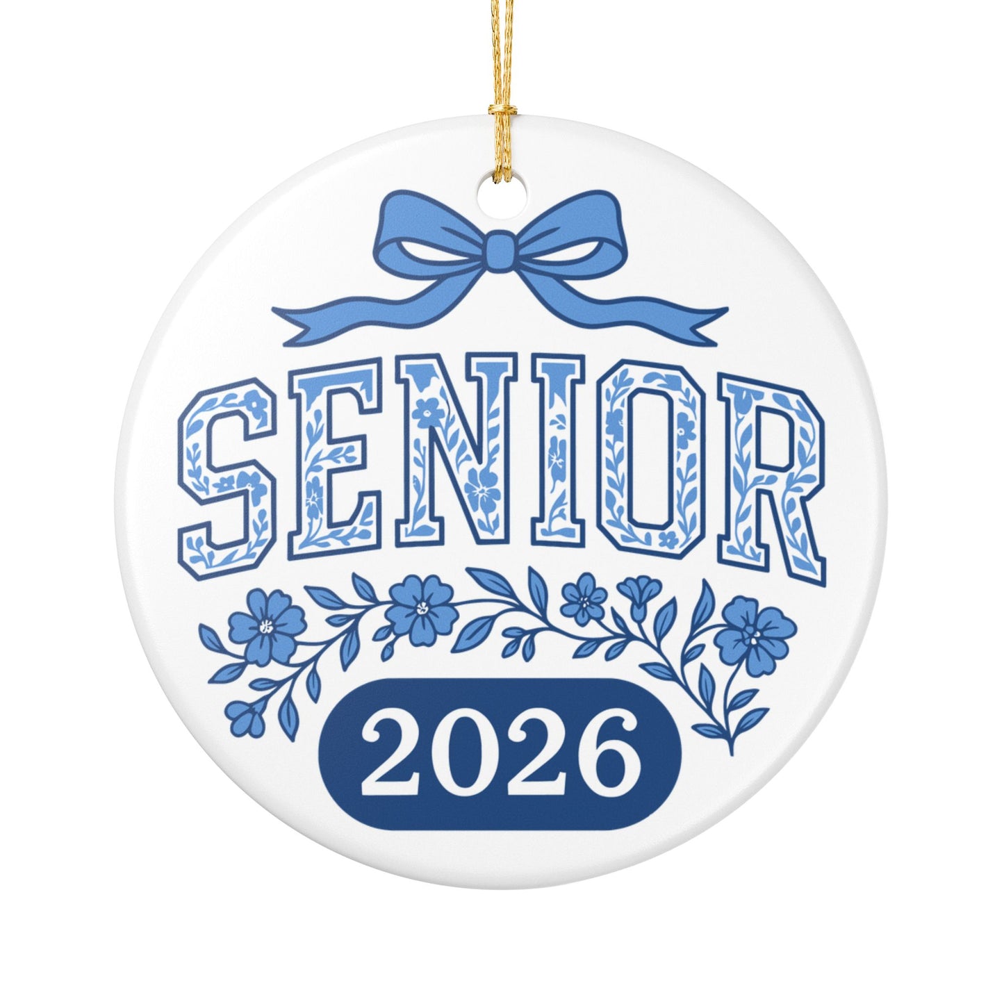 Senior 2026 Ceramic Ornament | Blue Floral Graduation Keepsake | New Year Ornament | Gift For Senior
