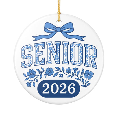 Senior 2026 Ceramic Ornament | Blue Floral Graduation Keepsake | New Year Ornament | Gift For Senior