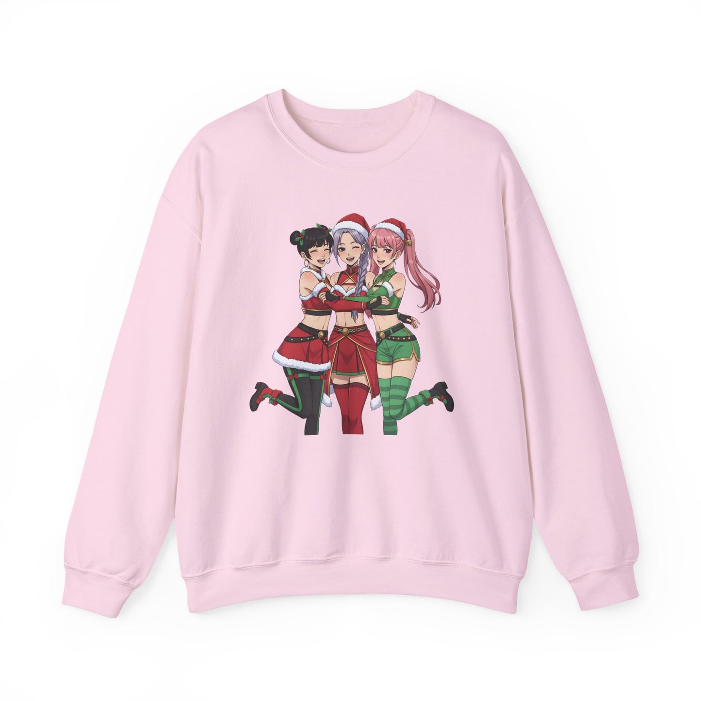 Anime Christmas Sweatshirt, Kawaii Girls Holiday Crewneck, Cute Anime Xmas Sweater, Cozy Otaku Gift, Holiday Kawaii Trio Shirt