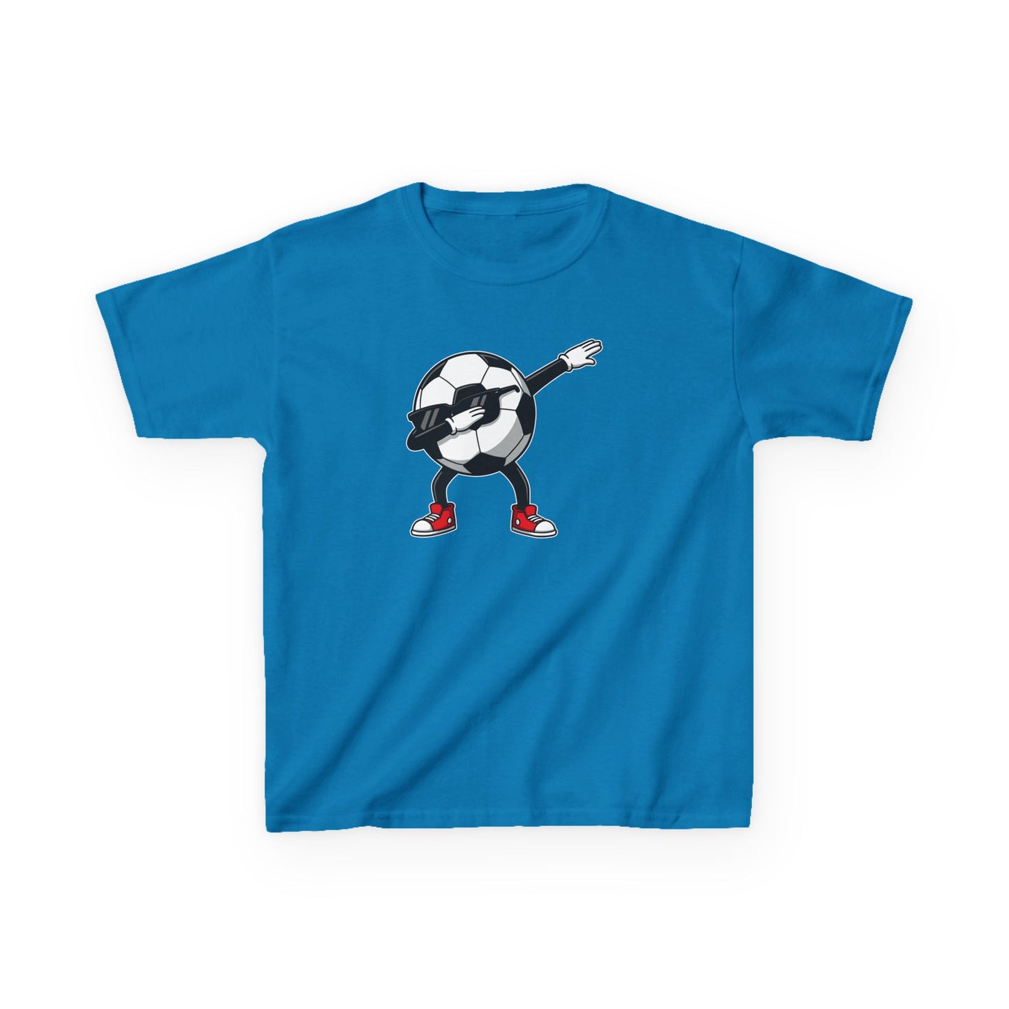 Dabbing Soccer Ball Kids T-Shirt, Cartoon Football Tee for Boys Girls, Sporty Youth Soccer Graphic Shirt, Football Fan shirt