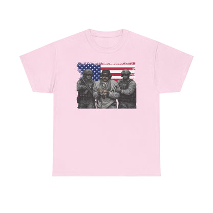 American Flag Soldiers T-Shirt | Patriotic Military Graphic Tee | Veteran Pride Shirt, USA Freedom Apparel Gift