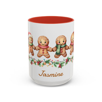 Personalized Gingerbread Friends Coffee Mug, Holiday Mug, Christmas Decor, Personalized Coffee Cup, Gift for Her, Winter Wonderland