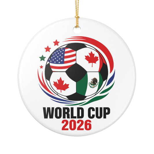World Cup 2026 Soccer Ornament, USA Canada Mexico Flag Ball Decor, Football Fan Gift, Holiday Keepsake, Soccer Christmas Tree Ornament