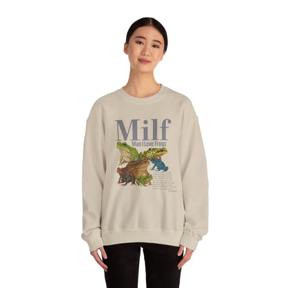 Man I Love Frogs Sweatshirt, Vintage Style Meme Frog Sweater, Funny Gen Z ''MILF'' Frog Crewneck, Inappropriate Gag Gift, Cozy Pullover