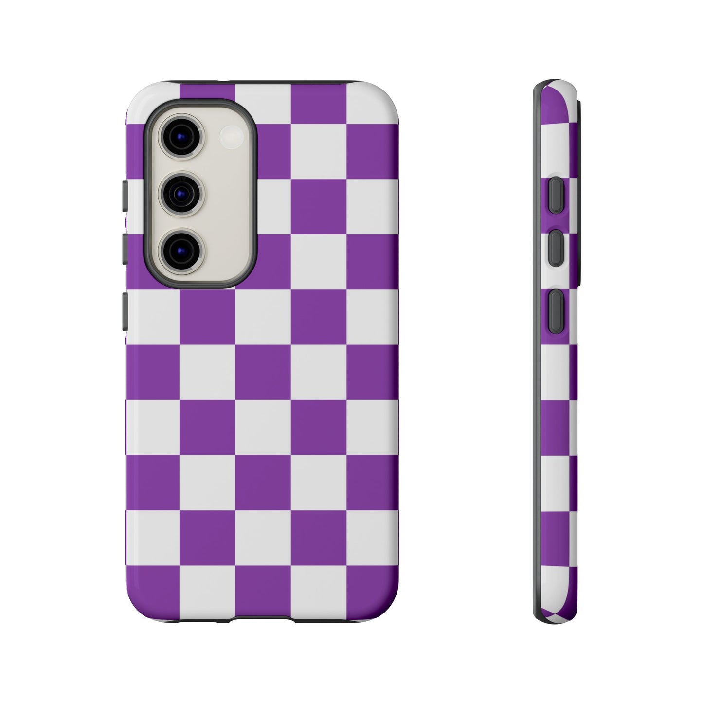 Purple Checkered Phone Case, Samsung Galaxy S25, S25 Plus, S24, S24 Plus, S24 Ultra, S23, S22, S22 Plus, S21 Ultra, S21 FE, S20+