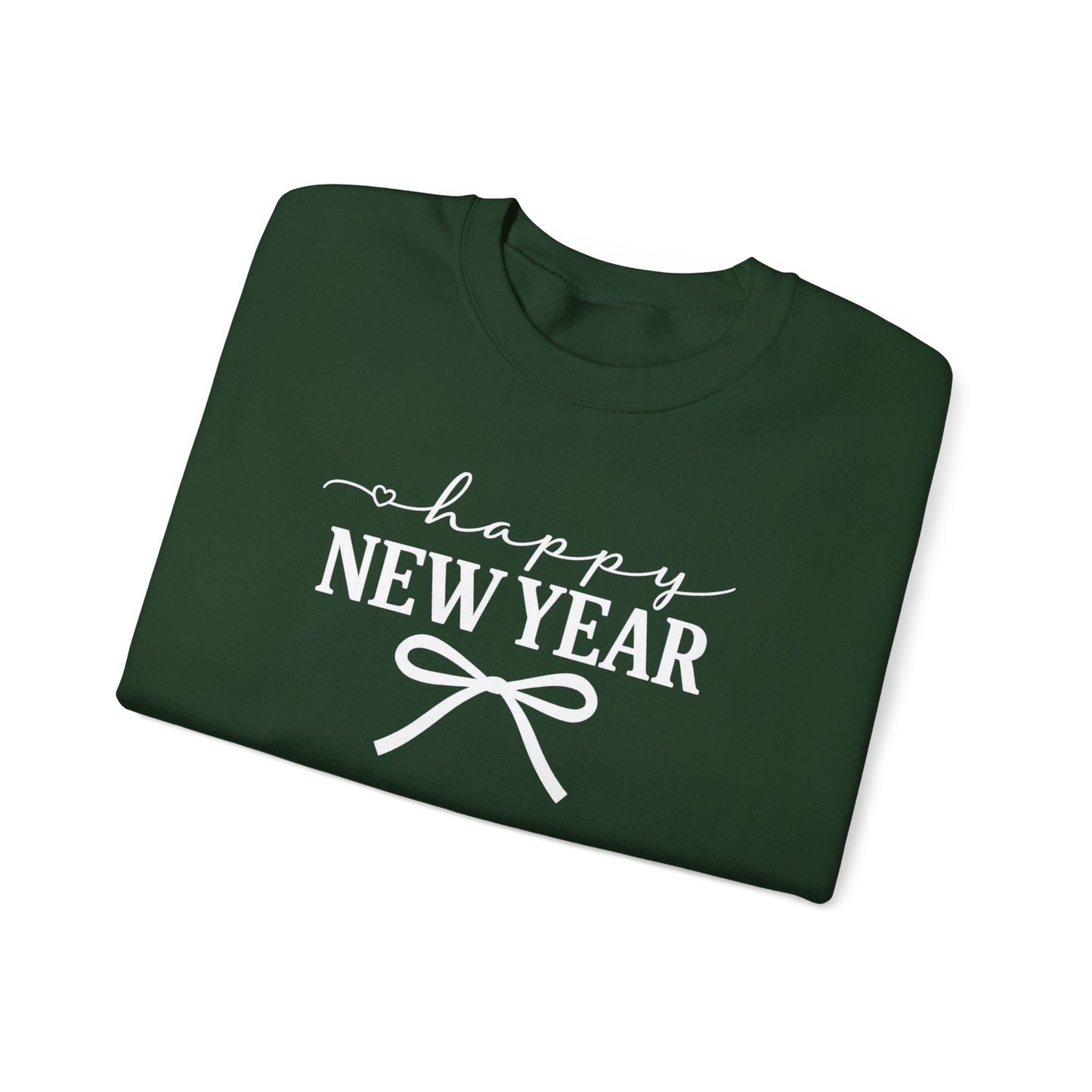 Happy New Year Sweatshirt | Cozy Holiday Crewneck | Script Bow Graphic Sweater | New Year Party Sweatshirt | Winter Gift