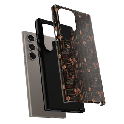 Gothic Phone Case Dark Academia Literary iPhone Samsung Cover with Books & Flowers, Phone case