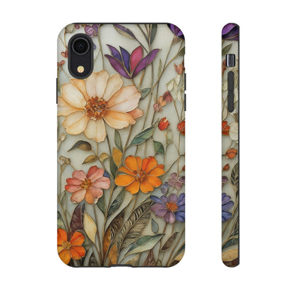 Phone case For iPhone & Samsung, Wildflower Mosaic MagSafe iPhone Case: Botanical Floral Design iPhone