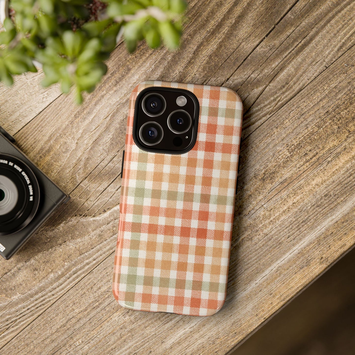 Boho Checkered Phone Case | Neutral Aesthetic Plaid Case | Retro Minimalist Check Design | iPhone Cover | Samsung Cover