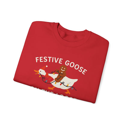 Festive Goose on the Loose Sweatshirt, Funny Christmas Gingerbread Crewneck, Holiday Lights Shirt, Cozy Winter Gift for Her and Him