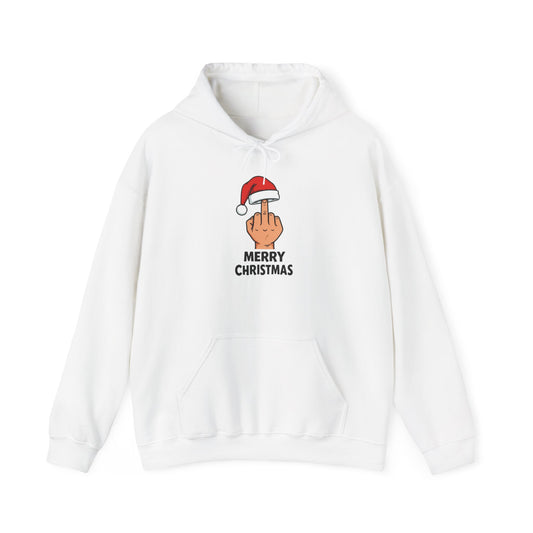 Funny Christmas Hoodie, Santa Hat Middle Finger Hoodie, Merry Christmas Sweater, Rude Holiday Hoodie, Funny Xmas Gift for Adults