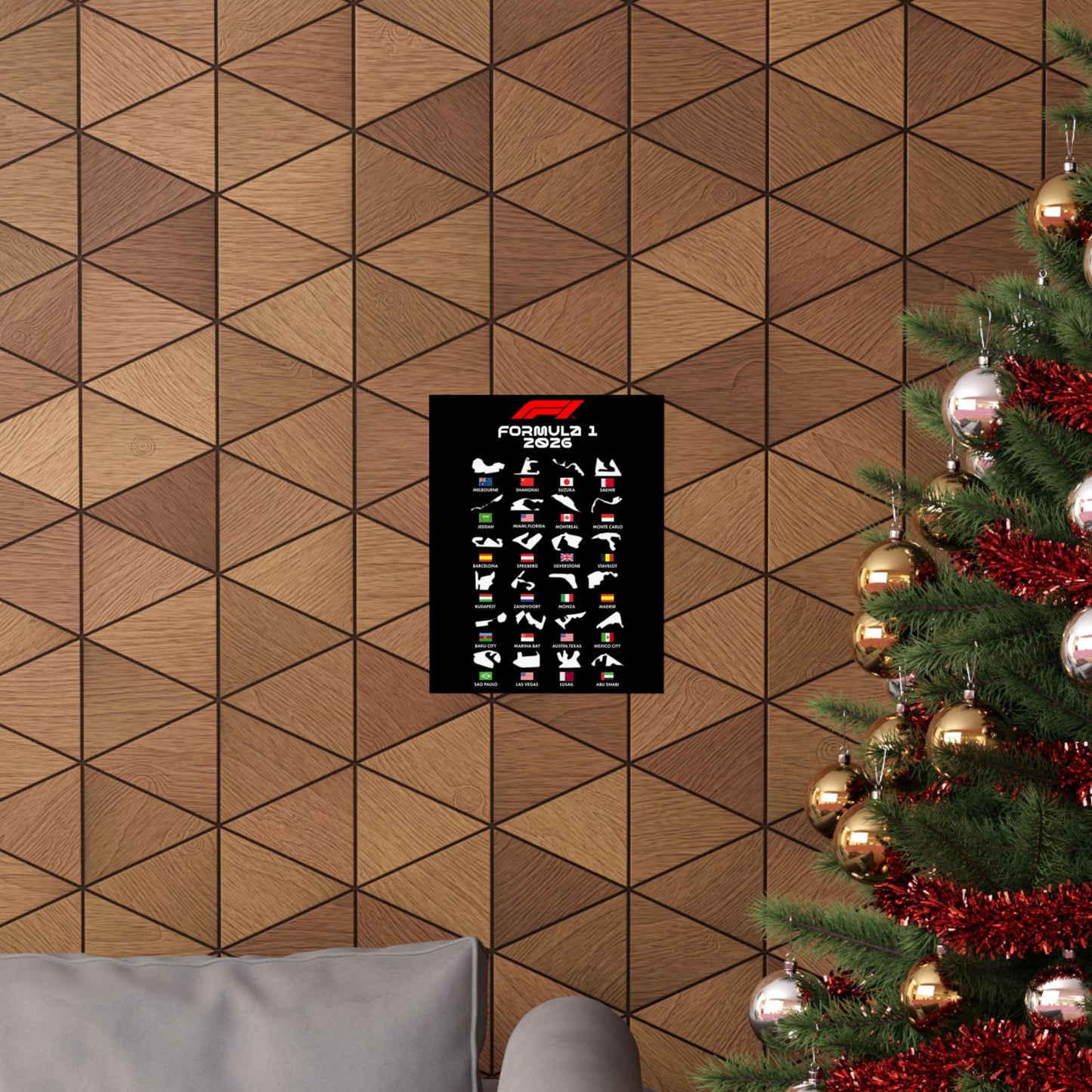 Formula 1 2026 Track Map Poster, F1 Circuits Silhouette Wall Art, Motorsport Racing Print, Racing Fan Gift, Garage Decor