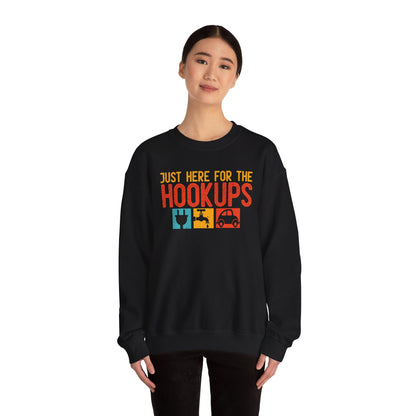 Just Here For The Hookups Sweatshirt | RV Camper Camping Pullover | Towing Camperplug Crewneck | RV Life Apparel