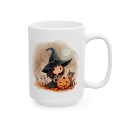 Personalized Halloween-themed Ceramic Mug, Countless Treats and Spooky Charm, Perfect for Fall, Gift for Cat Lovers, Cozy Beverage Holder
