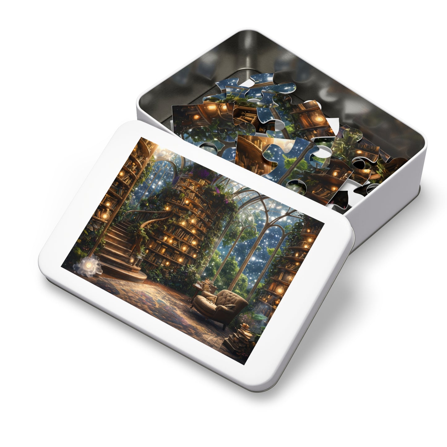 Dream Library, Magical Greenhouse, Jigsaw Puzzles, Star Filled Sky Library Reading Garden Lounge Room, Starry Night View, 500 Or 1000