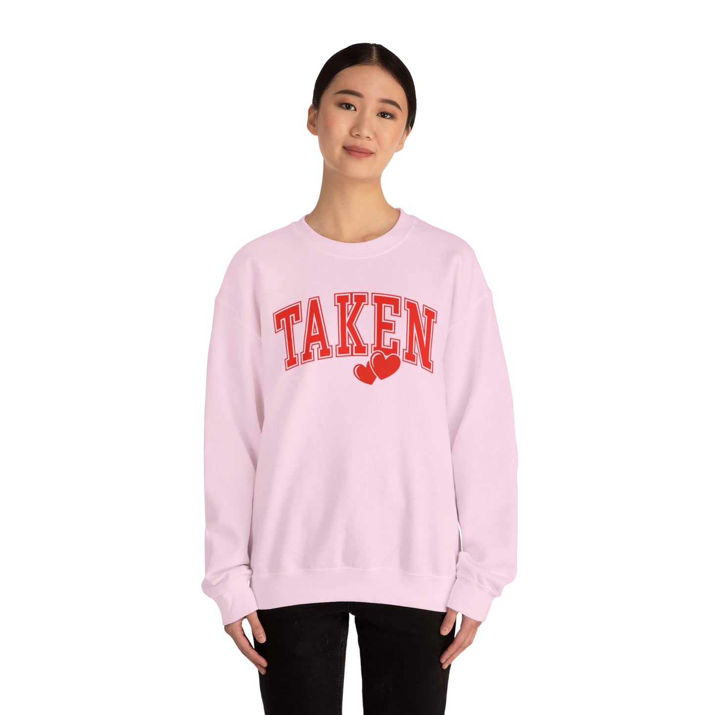 Taken Heart Graphic Sweatshirt, Red Collegiate Letters Crewneck, Cute Valentine Pullover, Cozy Gift for Her, Romantic Couple Sweater