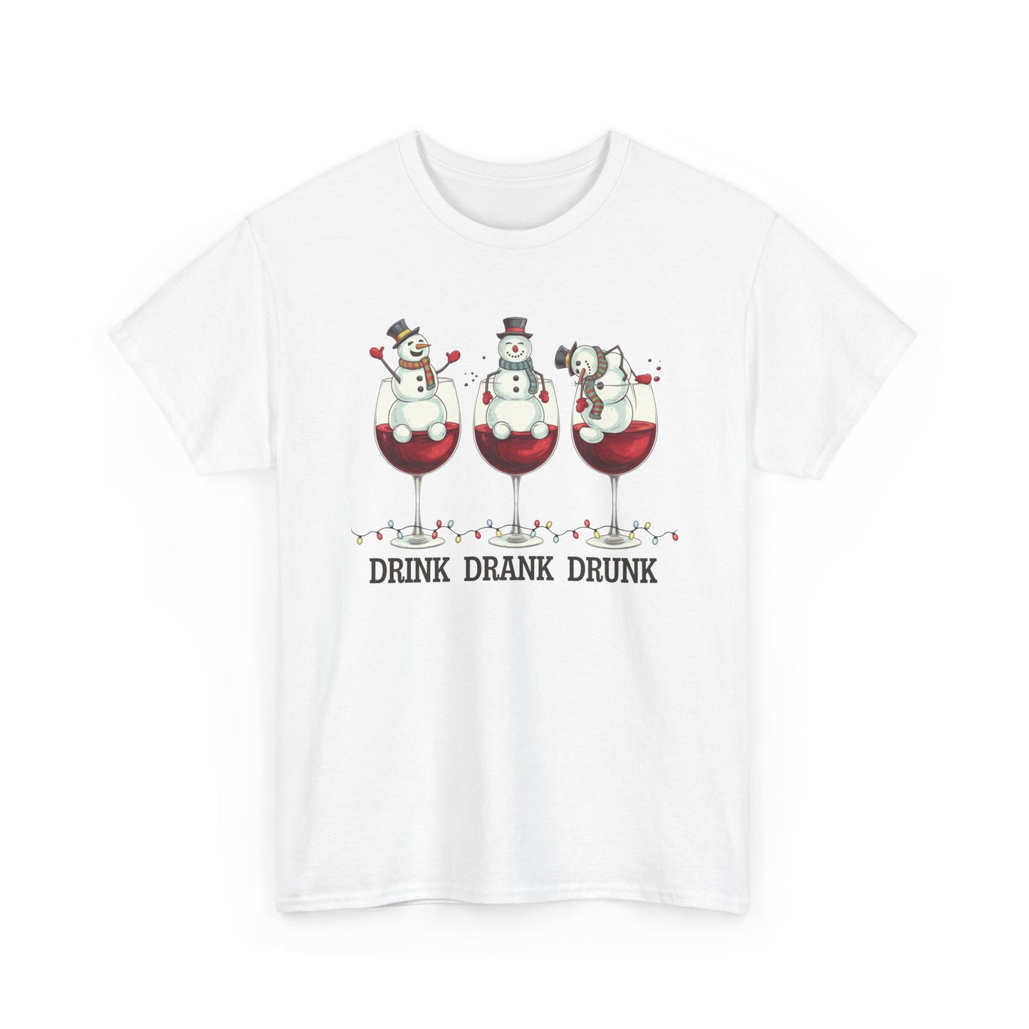 Drink Drank Drunk Christmas Shirt | Funny Holiday Wine Shirt | Snowman Christmas Tee | Drinking Humor Gift for Friends