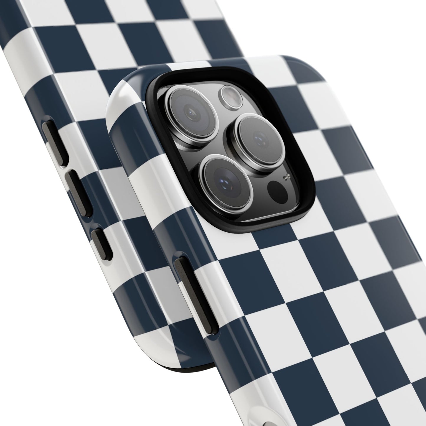 Navy Checkerboard Phone Case, iPhone 17 Pro, 17, 16, 15, 14, 13, 12, 11, X, XR, XS MAX, Tough Case for iPhone