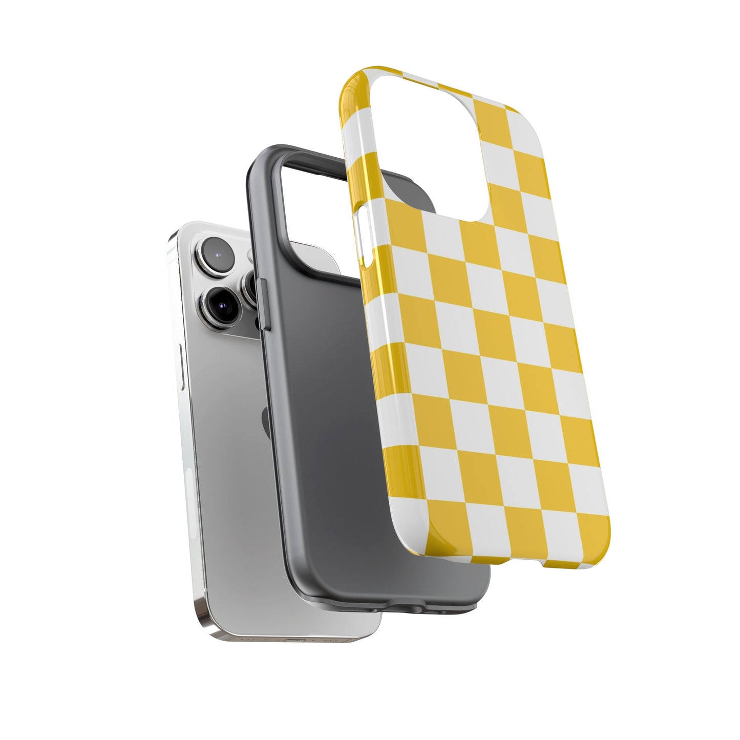 Yellow Checkered Phone Case - iPhone 17 Pro, 17, 16, 15, 14, 13, 12, 11, X, XR, XS MAX, Gift for Friends