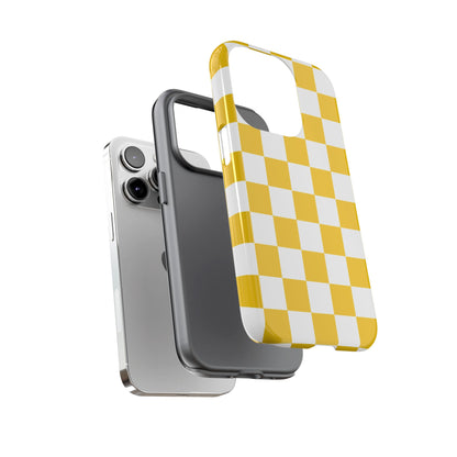 Yellow Checkered Phone Case - iPhone 17 Pro, 17, 16, 15, 14, 13, 12, 11, X, XR, XS MAX, Gift for Friends