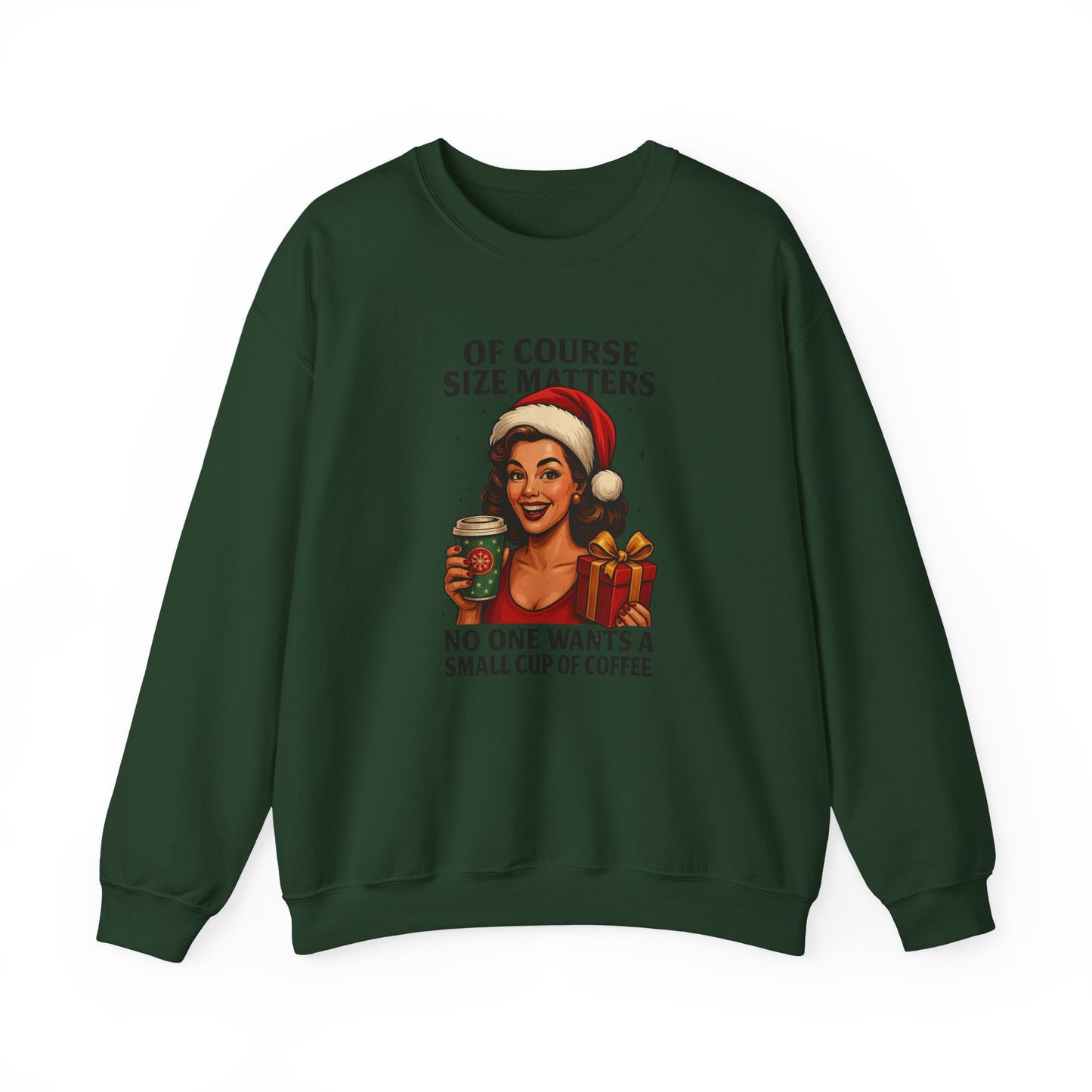 Funny Christmas Coffee Sweatshirt, Of Course Size Matters Shirt, Santa Crewneck, Holiday Coffee Lover Gift, Retro Xmas Sweater for Women