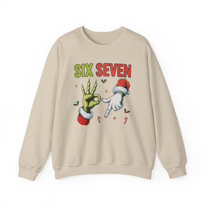 Funny Six Seven Christmas Sweatshirt | Santa Hands Holiday Crewneck | Cozy Pink Christmas Sweater for Men Women | Festive Holiday Gift