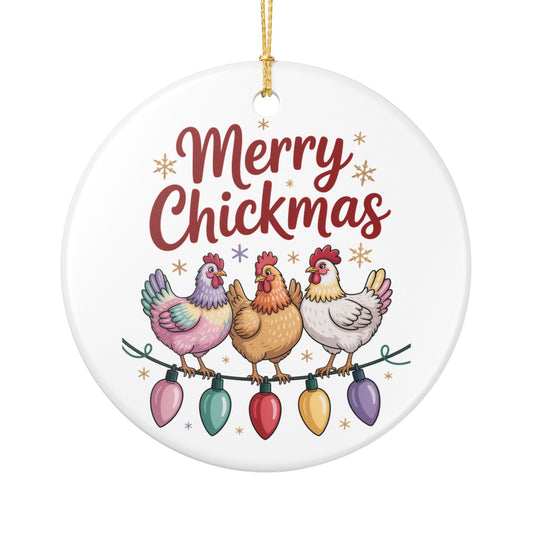 Funny  Merry Chickmas Ornament  Farmhouse Holiday Decor, Chicken Lover Gift, Hen Coop Ornament, Poultry Christmas Decoration