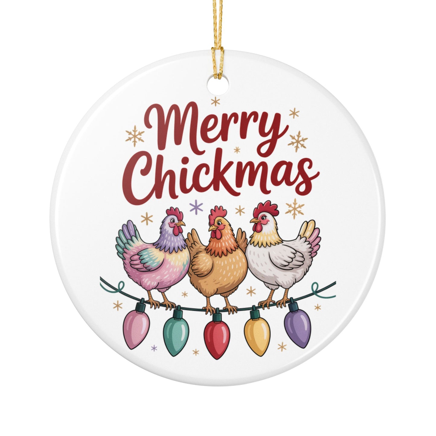 Funny  Merry Chickmas Ornament  Farmhouse Holiday Decor, Chicken Lover Gift, Hen Coop Ornament, Poultry Christmas Decoration