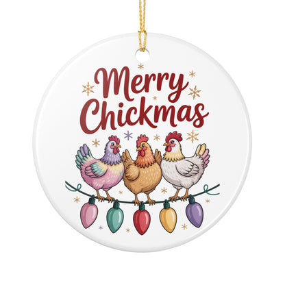 Funny  Merry Chickmas Ornament  Farmhouse Holiday Decor, Chicken Lover Gift, Hen Coop Ornament, Poultry Christmas Decoration