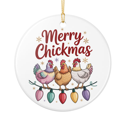 Funny  Merry Chickmas Ornament  Farmhouse Holiday Decor, Chicken Lover Gift, Hen Coop Ornament, Poultry Christmas Decoration