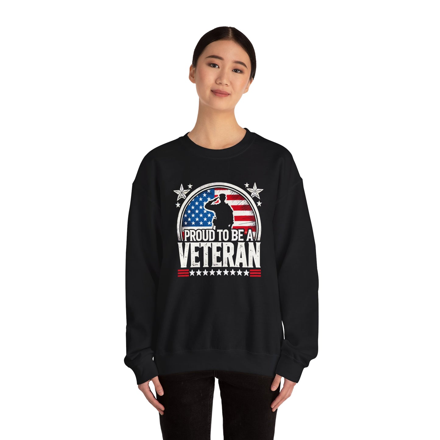 Proud Veteran Crewneck Sweatshirt, Veterans Day Gift, Military Tribute, USA Flag Apparel, Casual Comfort Wear, Gift for veteran Father